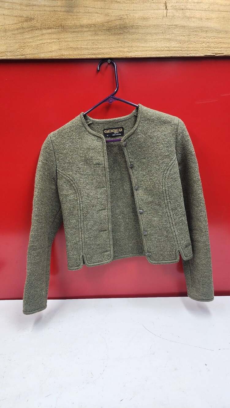 Geiger Austria Green Boiled Wool Cardigan Jacket
